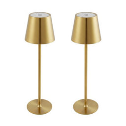 Komore Set Of 2 Gold Rechargeable Touch Table Lamps,dimmable,wireless Cordless Led Desk Lamp - thumbnail 1