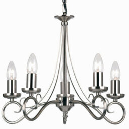 Hanging Flush Ceiling Pendant 5 Light Antique Silver Chandelier Lamp Bulb Holder