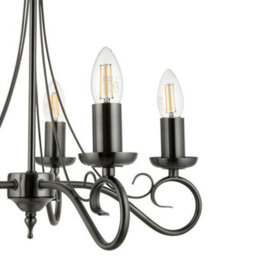 Hanging Flush Ceiling Pendant 5 Light Antique Silver Chandelier Lamp Bulb Holder - thumbnail 4