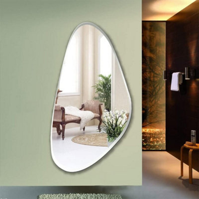 DEENZ Frameless Asymmetric Irregular Shape Pebble Mirror Beveled Wall Mirror Tear Drop (Design 842) 50X70Cm - image 1