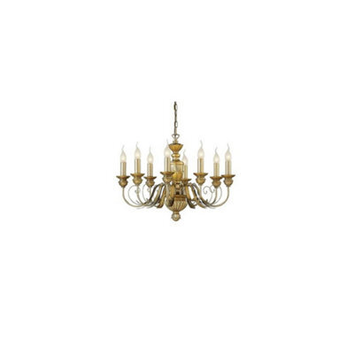 Ideal Lux Dora  8 Light Chandelier Antique Brass Finish, E14