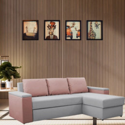 Heros Universal Corner Sofa Bed With Storage And Sleeping Function Light Grey Pink - thumbnail 2