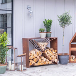 Ivyline Outdoor X Shape Rust Log Storage H88Cm D100Cm - thumbnail 4