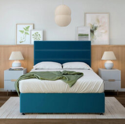 Bedmaster Marine Blue Plush Velvet Divan Base King Size