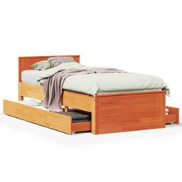 Berkfield Bed Frame Without Mattress With Headboard Wax Brown 90X200 Cm Solid Wood Pine - thumbnail 2