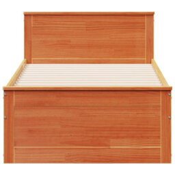 Berkfield Bed Frame Without Mattress With Headboard Wax Brown 90X200 Cm Solid Wood Pine - thumbnail 4