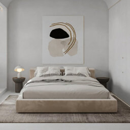 Luxe Boucle Upholstered Platform  Latte Bed Frame - thumbnail 1
