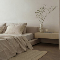 Luxe Boucle Upholstered Platform  Latte Bed Frame - thumbnail 2