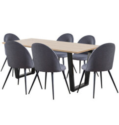 Hallowood Furniture Dudley 1.8M Dining Table Set With 6 Grey Fabric Curved Back Chairs - thumbnail 8