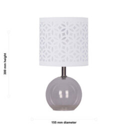 First Choice Lighting Set Of 2 Buck - Clear Glass Table Lamps With White Cut Out Shade - thumbnail 3