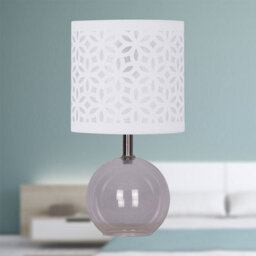 First Choice Lighting Set Of 2 Buck - Clear Glass Table Lamps With White Cut Out Shade - thumbnail 5