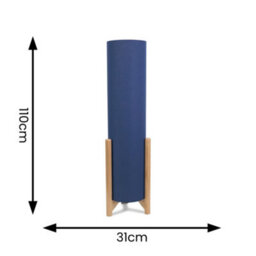 Valuelights Henry Wooden Oak Effect Midi Floor Lamp With Navy Blue Cylinder Shade - thumbnail 7