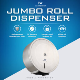 Mylek Pro Washroom Stainless Steel Toilet Roll Dispenser Jumbo 300mm Roll Holder, - thumbnail 6