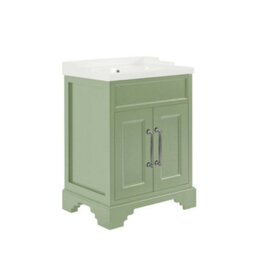 Homestylestore Pastel Green 630mm Bathroom Vanity Unit And Chrome T Bar Handles - thumbnail 1