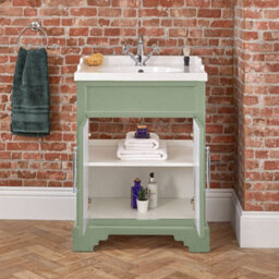 Homestylestore Pastel Green 630mm Bathroom Vanity Unit And Chrome T Bar Handles - thumbnail 2