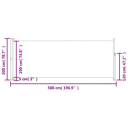 Berkfield Patio Retractable Side Awning 200X500 Cm Black - thumbnail 7