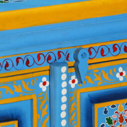 Walplus Sideboard Solid Mango Wood Turquoise Hand Painted - thumbnail 8