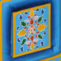 Walplus Sideboard Solid Mango Wood Turquoise Hand Painted - thumbnail 9