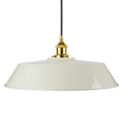 Clay White Large Chancery Painted Dome Pendant Light With Gold Lamp Holder And Black Round Cable - Se Home - image 1