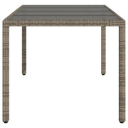 Berkfield Garden Table With Glass Top Grey 190X90X75 Cm Poly Rattan - thumbnail 5
