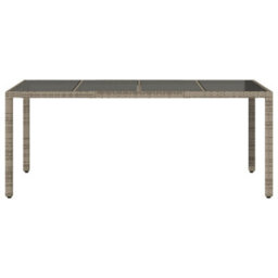 Berkfield Garden Table With Glass Top Grey 190X90X75 Cm Poly Rattan - thumbnail 4