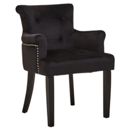 Orsina Ringback Black Velvet Armchair For Living Room, Classic Indoor Chair With Tufting, Angular Wooden Leg Chair - thumbnail 4
