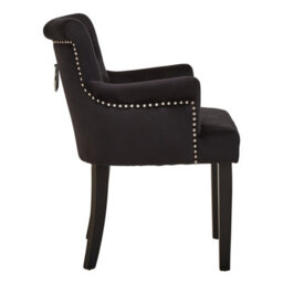 Orsina Ringback Black Velvet Armchair For Living Room, Classic Indoor Chair With Tufting, Angular Wooden Leg Chair - thumbnail 3