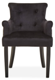 Orsina Ringback Black Velvet Armchair For Living Room, Classic Indoor Chair With Tufting, Angular Wooden Leg Chair - thumbnail 1