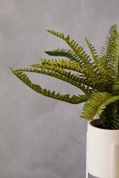 Orsina Fiori Faux Fern In White Cement Effect Pot With Iron Stand, Mid-Century Indoor Plant Decoration - thumbnail 8