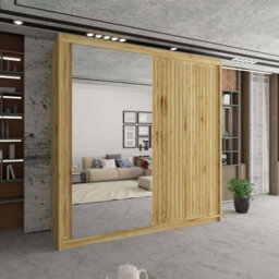 Sliding Wardrobes 4 u LTD Sliding Wardrobes 4U Mailo 2&3 Sliding Door Wardrobe In 4 Colors White, Black, Grey &oak - Oak 203Cm