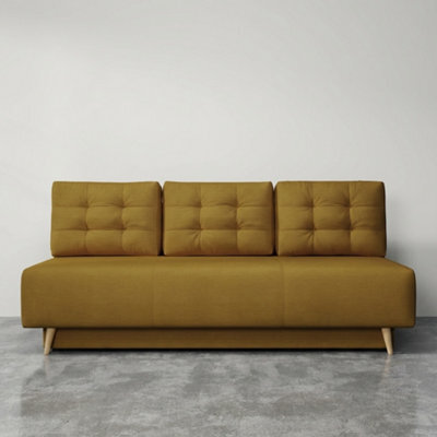 Bella Upholstered Sofa Bed With Polyurethane Foam And Bonell Springs Wooden Frame Storage Sleep Area 200X142 Mustard - image 1