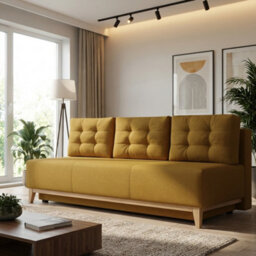 Bella Upholstered Sofa Bed With Polyurethane Foam And Bonell Springs Wooden Frame Storage Sleep Area 200X142 Mustard - thumbnail 2