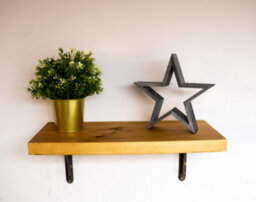 Off The Grain Wooden Wall Shelf,  Rugger Brown Rustic Shelf With Brackets , 130Cm (L) - thumbnail 3