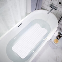 Aspire Homeware White Shower Bath Mat Non-Slip With Suction Cups Grip Drain Holes Machine Washable (L)70Cm X (W)38Cm - thumbnail 2