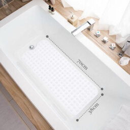 Aspire Homeware White Shower Bath Mat Non-Slip With Suction Cups Grip Drain Holes Machine Washable (L)70Cm X (W)38Cm - thumbnail 6