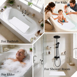 Aspire Homeware White Shower Bath Mat Non-Slip With Suction Cups Grip Drain Holes Machine Washable (L)70Cm X (W)38Cm - thumbnail 7