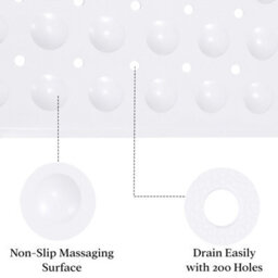 Aspire Homeware White Shower Bath Mat Non-Slip With Suction Cups Grip Drain Holes Machine Washable (L)70Cm X (W)38Cm - thumbnail 4