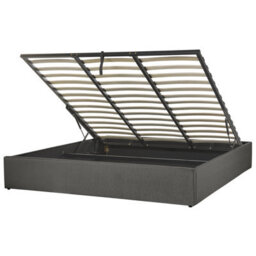 Beliani Ottoman Bed Without Headboard Fabric Dinan 180 X 200 Cm (Eu Super King) Dark Grey - thumbnail 1