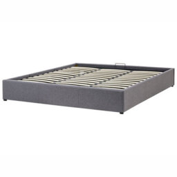 Beliani Ottoman Bed Without Headboard Fabric Dinan 180 X 200 Cm (Eu Super King) Dark Grey - thumbnail 5