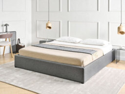 Beliani Ottoman Bed Without Headboard Fabric Dinan 180 X 200 Cm (Eu Super King) Dark Grey - thumbnail 2