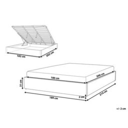 Beliani Ottoman Bed Without Headboard Fabric Dinan 180 X 200 Cm (Eu Super King) Dark Grey - thumbnail 3