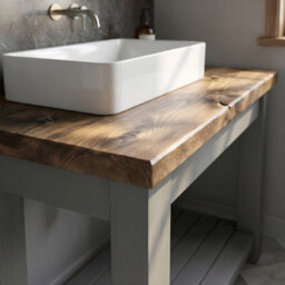 L100Xw66Cm Ironstead Black Kitchen Island / Breakfast Bar / Rustic Black Stained Island - thumbnail 7