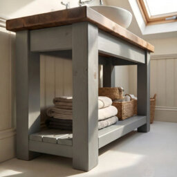 L100Xw66Cm Ironstead Black Kitchen Island / Breakfast Bar / Rustic Black Stained Island - thumbnail 4