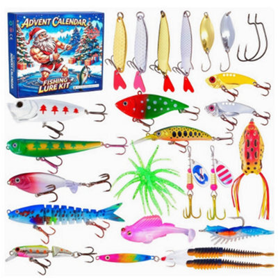 Amorly Fishing Advent Calendar 2026, 24 Days Lure Tackle Kit For Men Christmas Countdown, Premium Bass & Trout Lure Set For Dad Men - image 1
