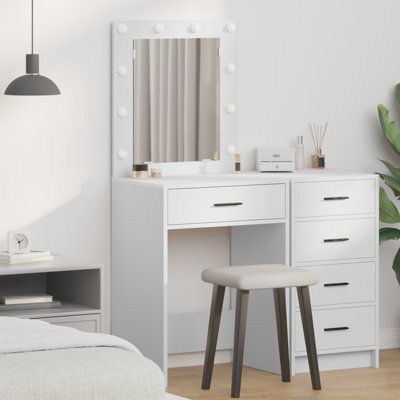 Walplus Dressing Table With Led Lights White 50X41X135 Cm - image 1