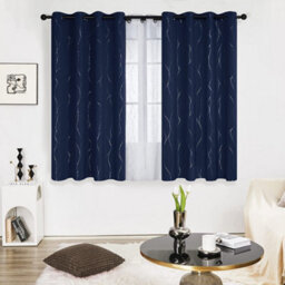 Deconovo Blackout Curtains Thermal Insulated Energy Saving Room Darkening Eyelet Curtains For Girls 55 X 90 Inch Navy Blue 1 Pair - thumbnail 2