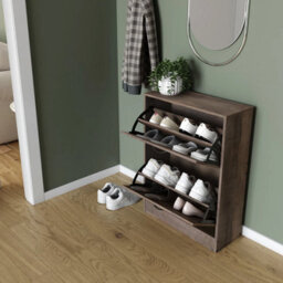 Urbn-Living Urbnliving 2 Drawer Southern Elm Shoe Cabinet Cupboard Rack Storage Unit Organiser Stand Wooden Holder - thumbnail 3