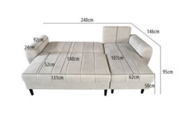 DS Living Sienna 3 Seater Right Hand Facing Storage Sofa Bed In Grey, Silver Or Beige - thumbnail 5