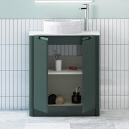 Royal Bathrooms Avenza 800mm Deep Moss Green Floor Standing Bathroom Vanity Unit 2 Door With Round Basin - thumbnail 5