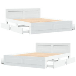 Berkfield Bed Frame With Headboard Without Mattress White 150X200 Cm King Size - thumbnail 8